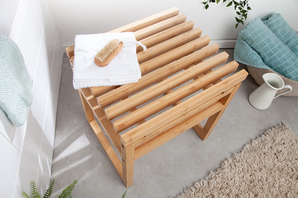 Design Sitzhocker LAGOON SPA 40cm Bambusholz Badhocker