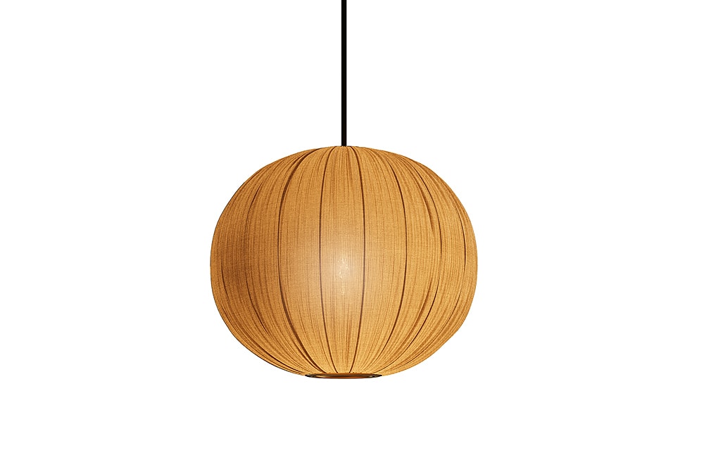 Runde Hängelampe ORGANIC 45cm natur Stoffschirm Boho