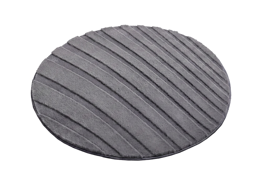 Runder Teppich WAVE 80cm anthrazit 3D strukturierter Kurzflor Indoor Hoch-Tief-Effekt