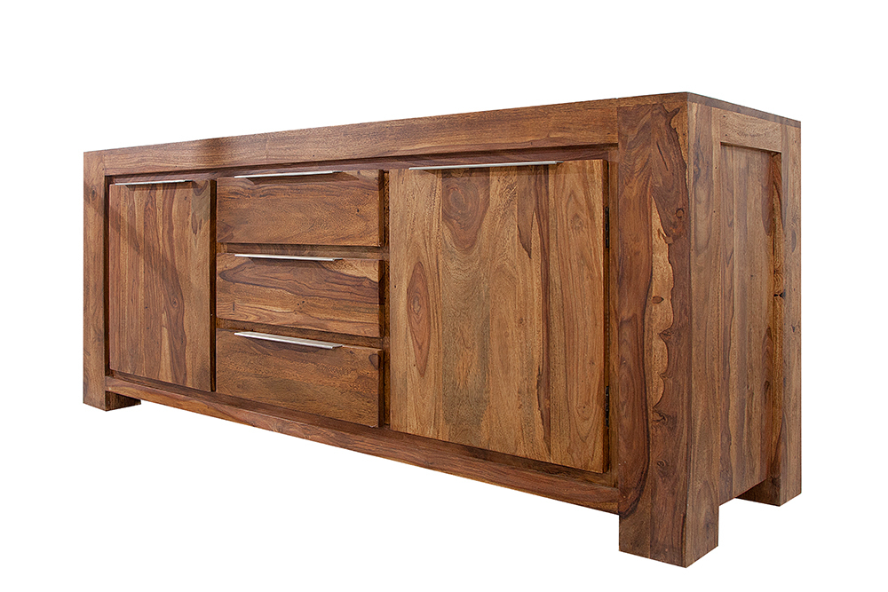 Massivholz Sideboard MAKASSAR 175cm braun Sheesham stone finish Kommode mit Schubladen