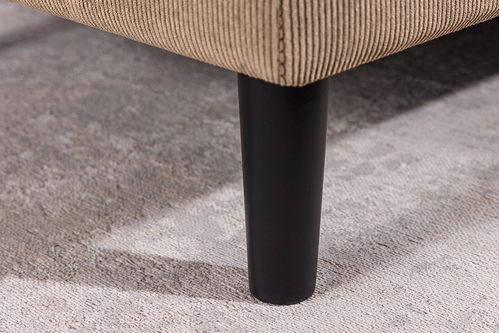 Retro Ecksofa STOCKHOLM 220cm taupe Cord Federkern 3-Sitzer