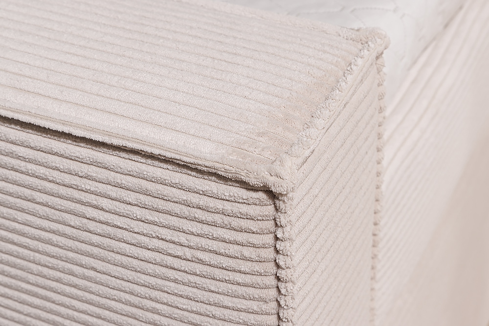 Design Boxspringbett SIGNUM 180x200cm beige Cord inkl. Topper Matratze und Stauraum