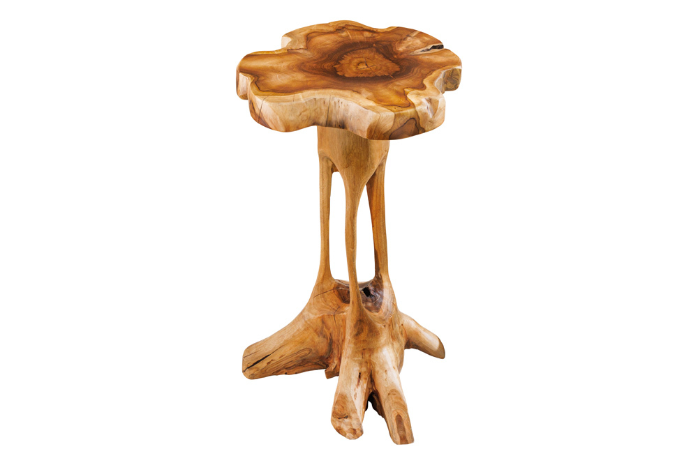 Massivholz Beistelltisch ROOT 70cm natur Teak aus Wurzelholz im Stelzen-Design