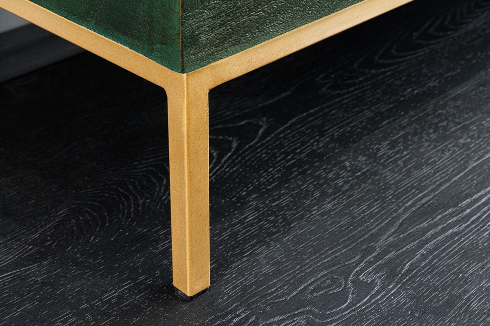 Massives Sideboard PEACOCK 175cm grün Mangoholz antik 3D Schnitzerei Pfau-Design