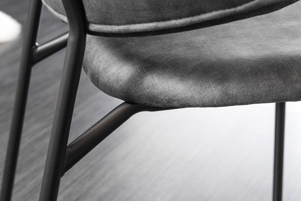Design Stuhl VOGUE grau Samt schwarze Metallbeine