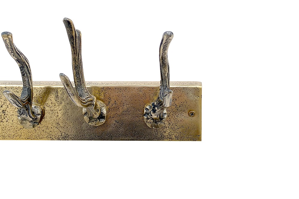 Dekorative Wandgarderobe DEER 50cm messing Metall Hirschgeweih Kleiderhaken
