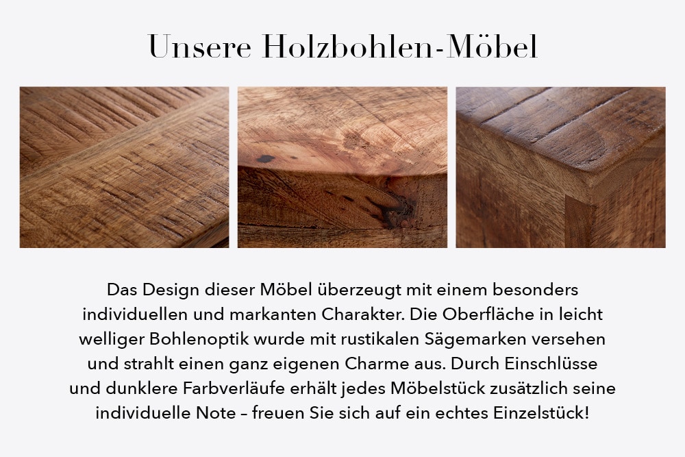 Massiver Schreibtisch RETRO 120cm Mangoholz Bürotisch mit Schublade