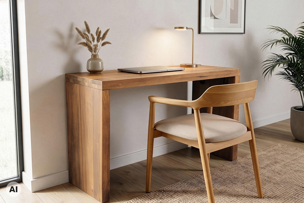 Massiver Konsolentisch MAKASSAR 100cm braun Mangoholz honey finish Schreibtisch