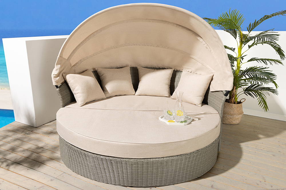 Outdoor Sonneninsel PLAYA LIVING 165cm natur Polyrattan inklusive Kissen Aluminium wetterfest
