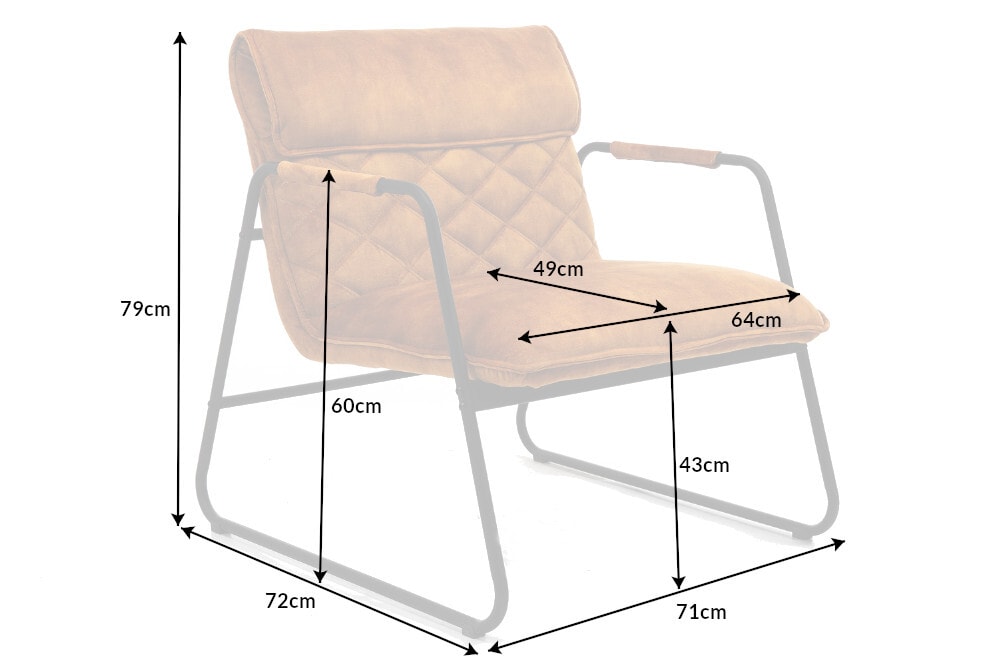 Retro Lounge Sessel MUSTANG LOUNGER senfgelb Samt mit Ziersteppung
