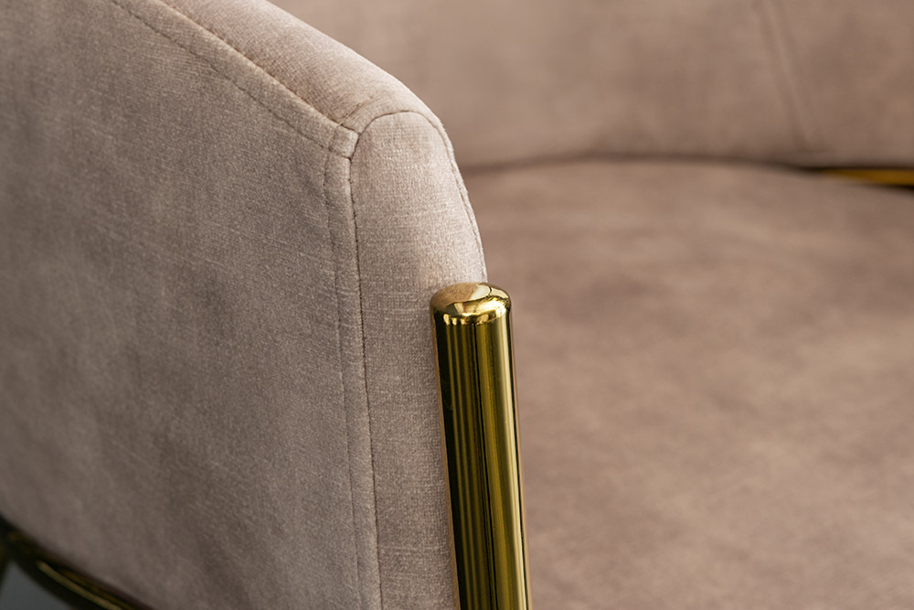 Design Stuhl NOBLESSE champagner beige Samt golden verchromtes Metallgestell