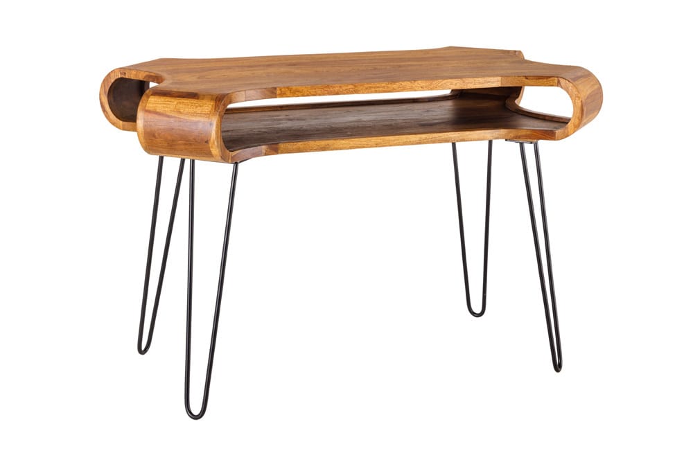 Massivholz Schreibtisch ORGANIC LIVING 120cm braun Sheesham stone finish mit Stauraum
