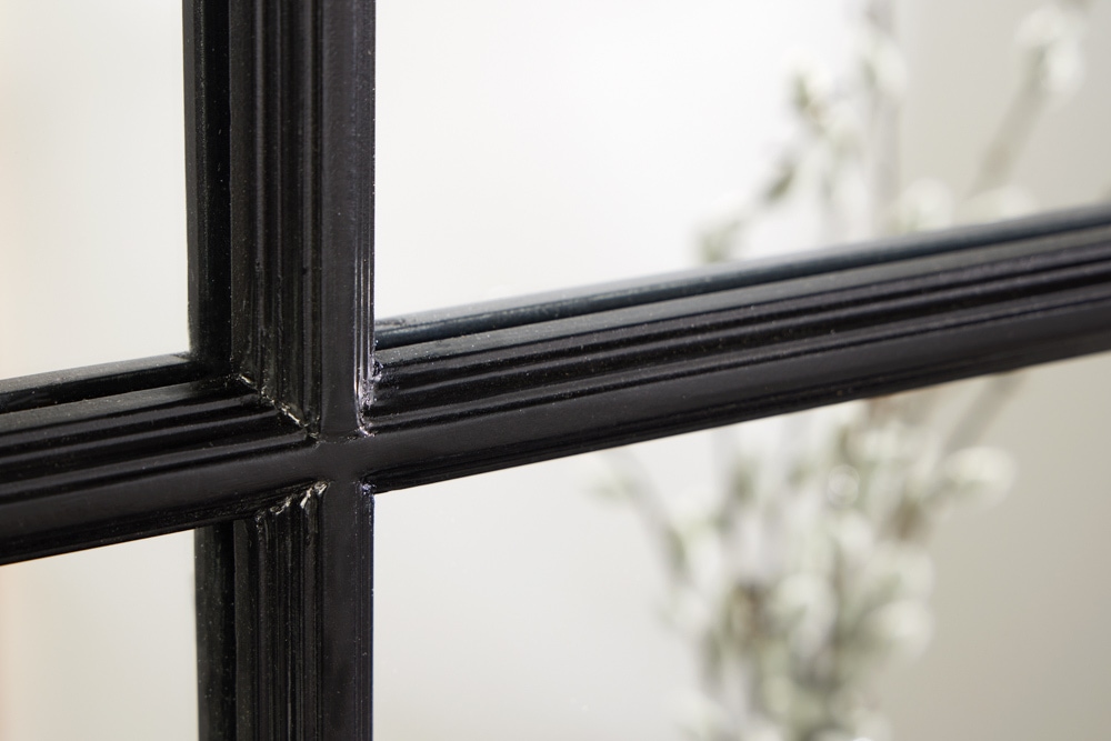 Moderner Wandspiegel PARIS 120cm schwarz Fensterspiegel Rundbogen-Design