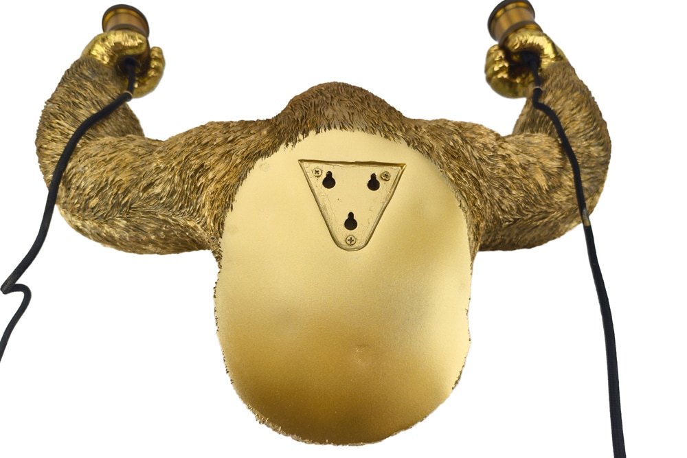 Moderne Wandlampe KING APE 50cm gold Affen-Skulptur handmade