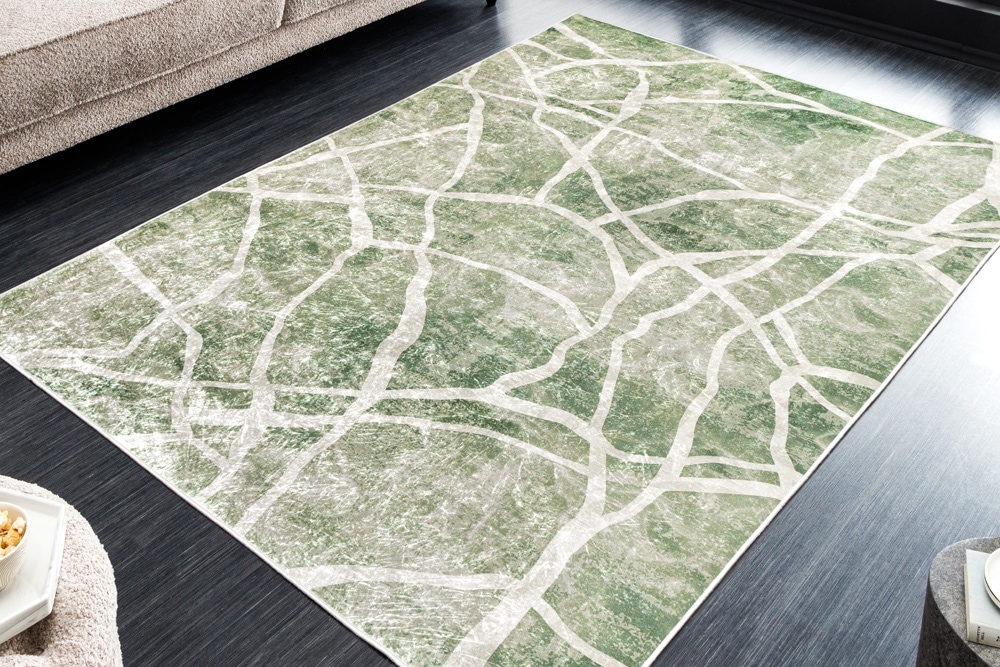 Moderner Teppich JUNGLE 230x160cm grün beige Flachgewebe Indoor-Teppich