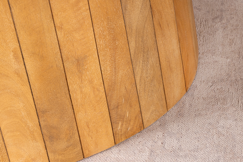 Ovaler Esstisch ART DECO 220cm beige massives Mangoholz cream finish mit Säulenfuß