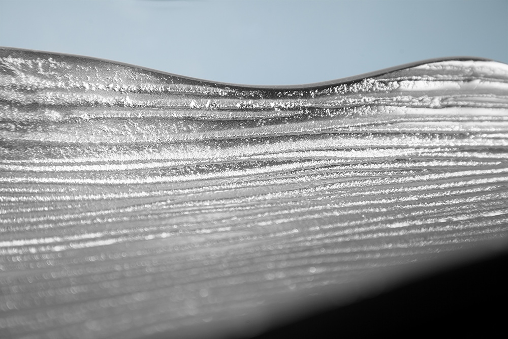 Handgefertigte Deko Schale ABSTRACT LEAF 65cm silber Aluminium