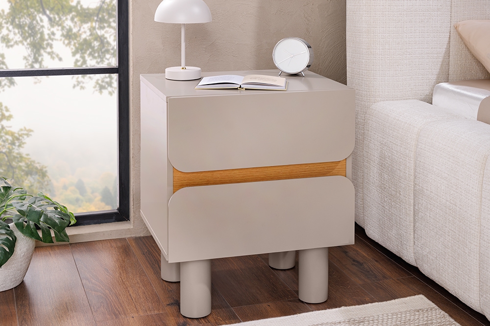 Design Nachtschrank COSMO 60cm cashmere weiß Eiche zwei Schubladen Design Nachtschrank COSMO 60cm cashmere weiß Eiche zwei Schubladen