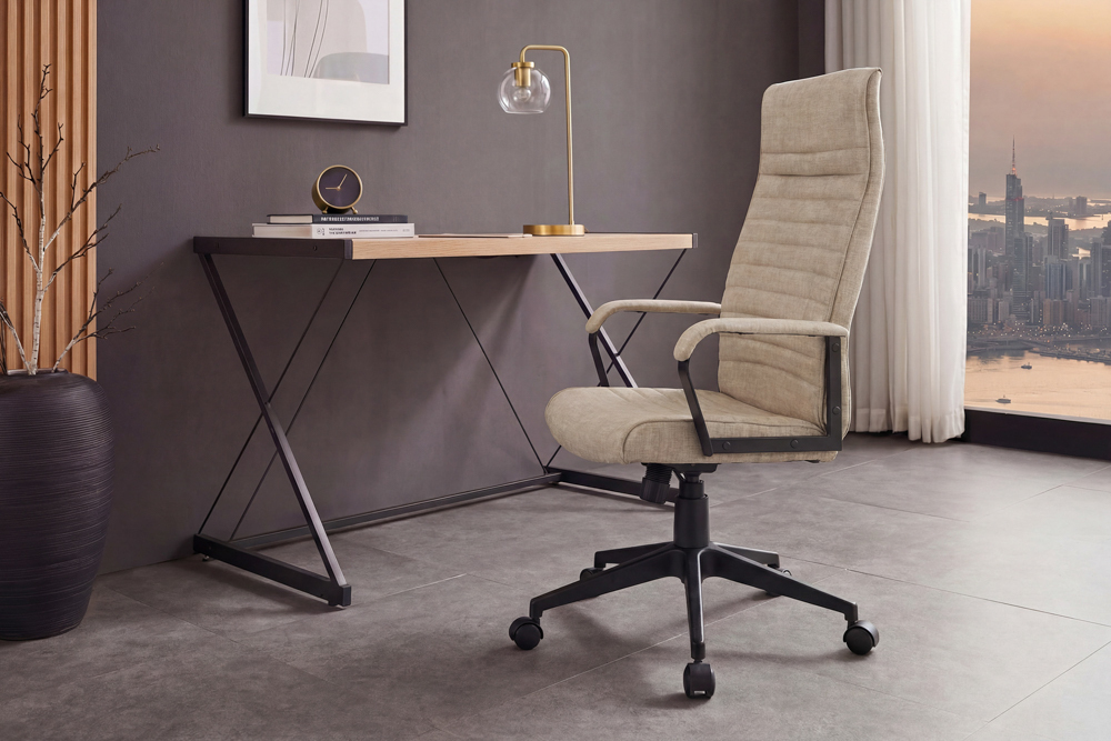 Höhenverstellbarer Bürostuhl LAZIO beige Vogue Velours Samt drehbar mit Rollen