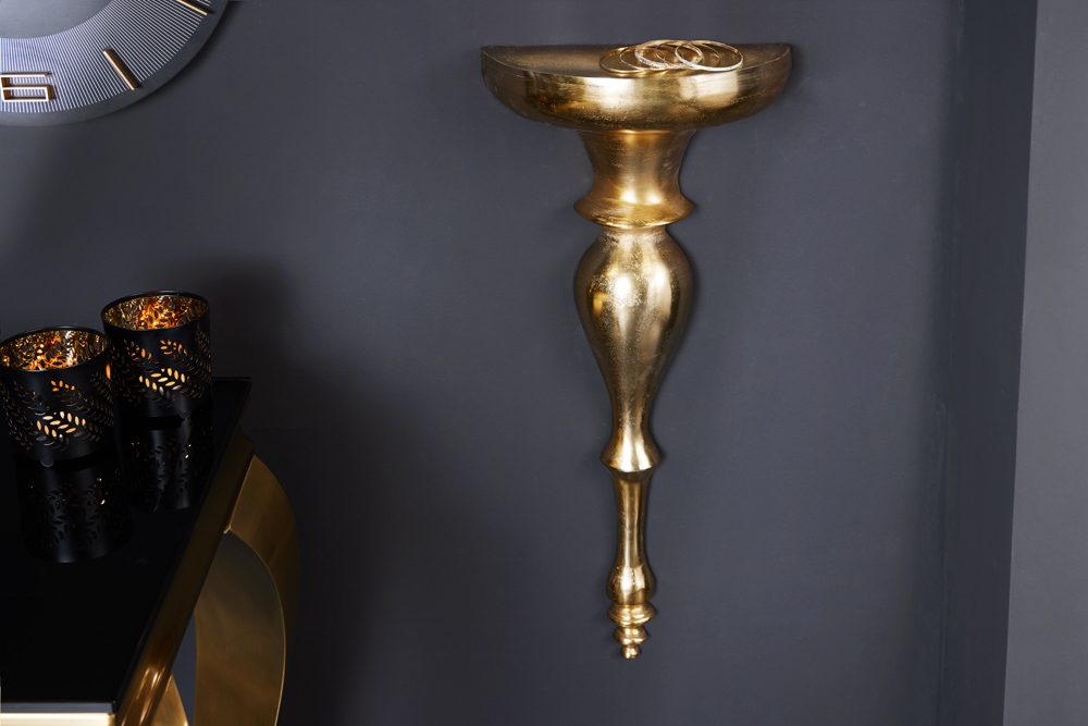 Barock Wandkonsole SCALA 60cm gold Metall Wandregal handmade Wanddekoration