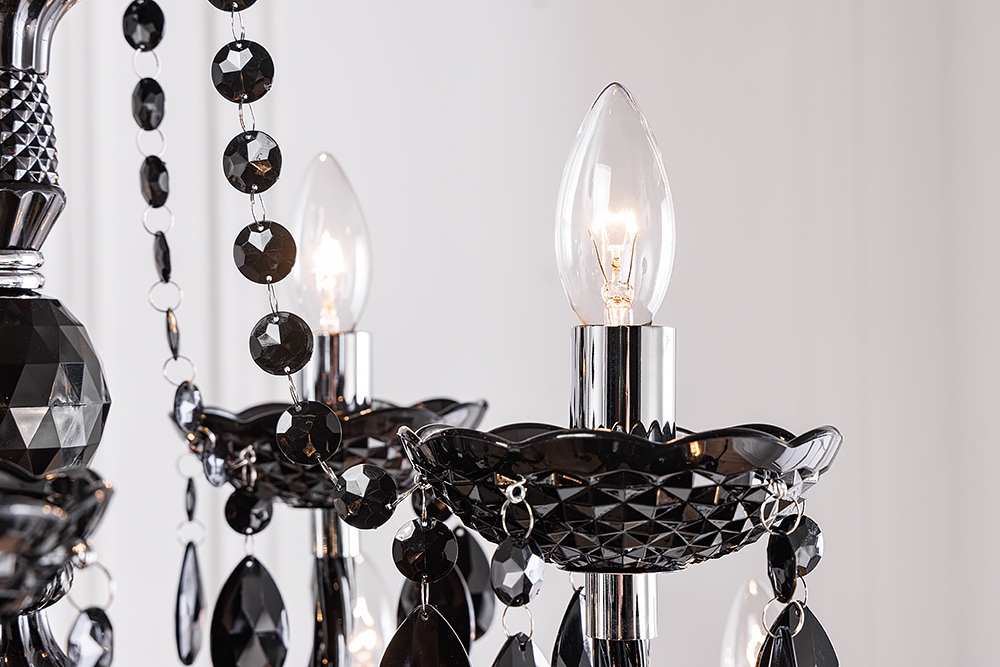 Design Kronleuchter BLACK CRYSTAL XL 80cm schwarz Acryl 15-armig Lüster