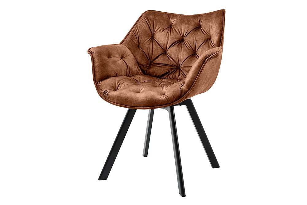 Drehbarer Stuhl THE DUTCH COMFORT rost braun Samt mit Armlehnen Modern Design