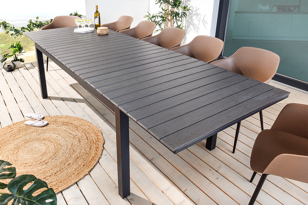 Ausziehbarer Gartentisch DESIGNO 200-250-300cm grau Aluminium In- und Outdoor Esstisch