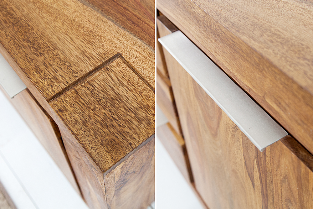 Massivholz Sideboard MAKASSAR 175cm braun Sheesham stone finish Kommode mit Schubladen