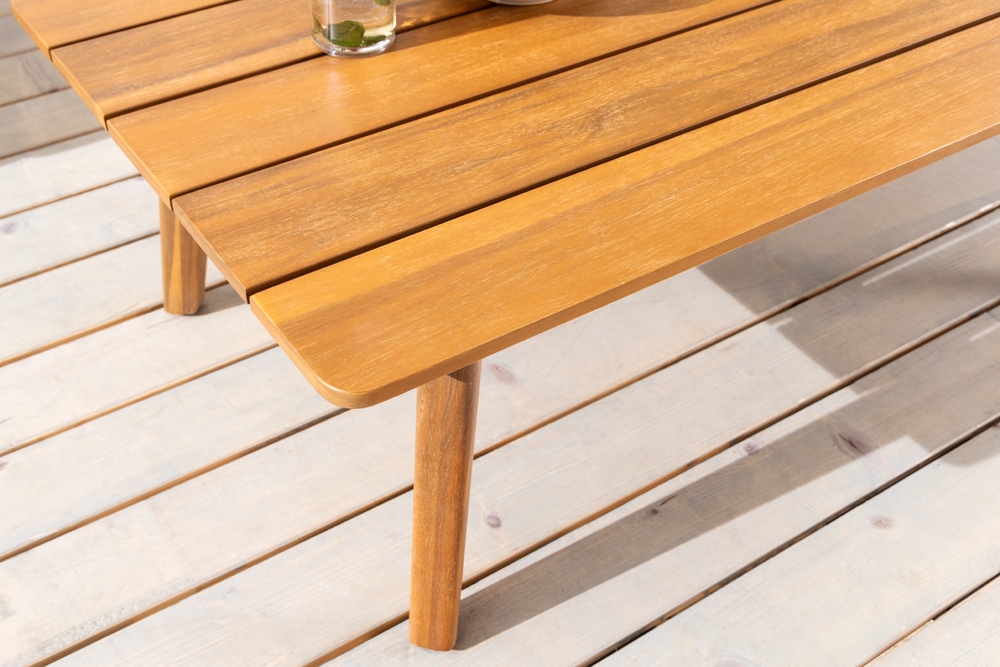 Wetterfestes Gartenlounge-Set COMFORT LINE natur beige Akazie 4-teilig inkl. Tisch