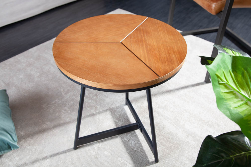 Runder Beistelltisch OAK ELEGANCE 45cm Eiche-Design schwarzes Metallgestell » Jetzt kaufen