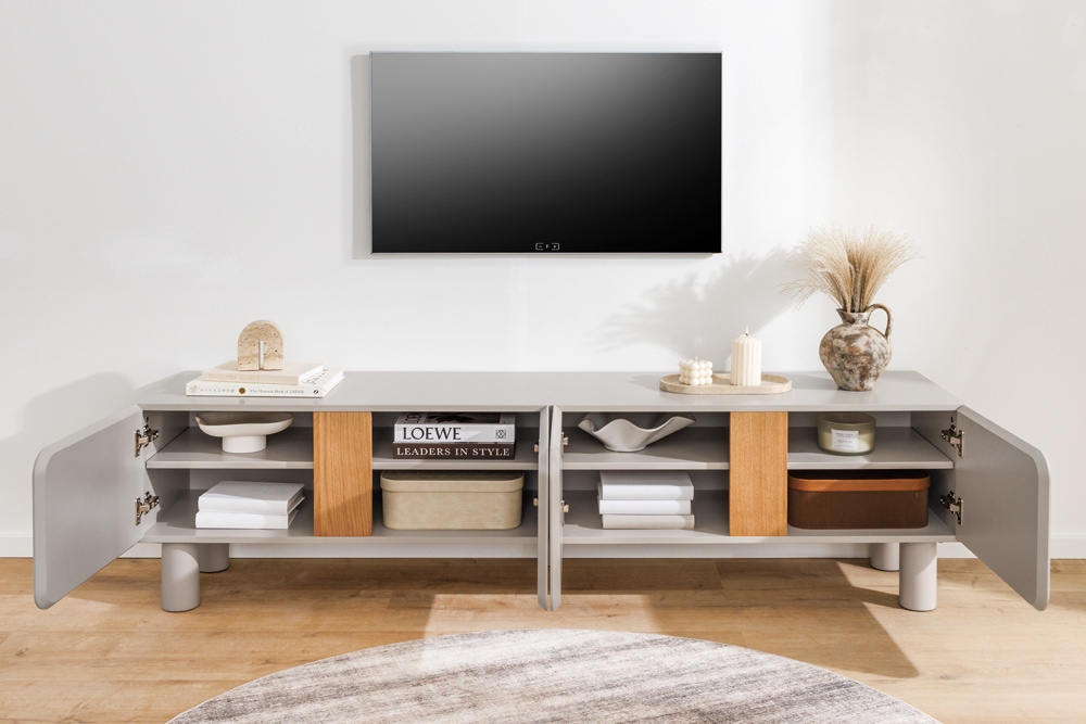 TV-Lowboard COSMO 180cm kaschmir beige Eiche Soft Close Stauraum