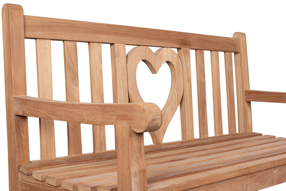 Massive Gartenbank EMPIRE TEAK Herz 120cm natur Teakholz