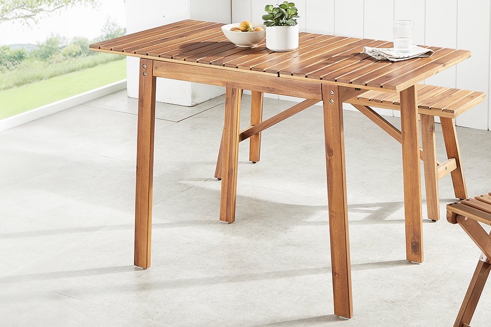 Outdoor Balkontisch BALI 110cm natur honey Akazienholz ausklappbar wetterfest » Jetzt kaufen