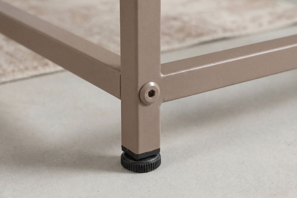 Moderner Couchtisch DURA STEEL 70cm greige Metall mit Ablagefach