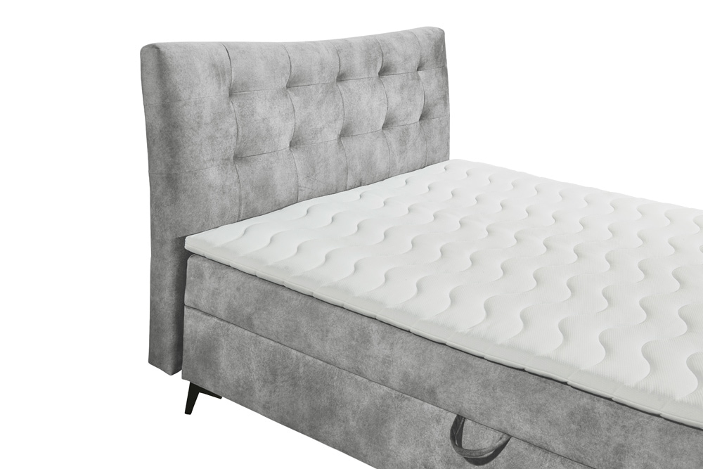 Design Boxbett DECADENCIA 180x200cm silbergrau Samt mit Stauraum Matratze Topper