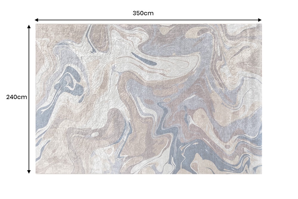 Moderner XXL Teppich EARTH 350x235cm braun beige blau Flachgewebe Indoor-Teppich