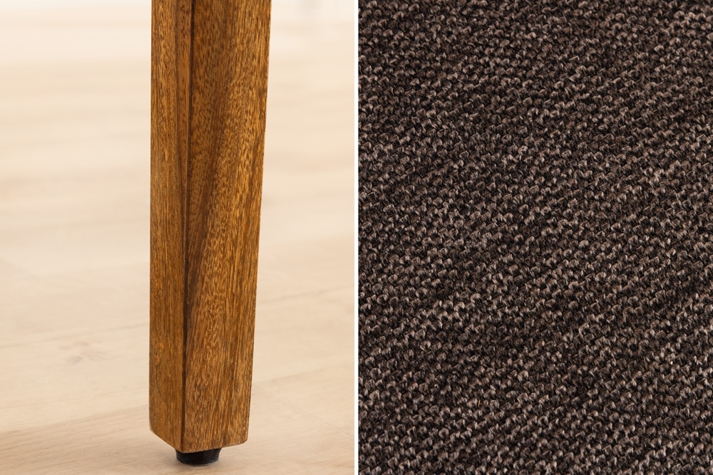 Massivholz Stuhl PURE braun stone finish graubraun Sheesham mit Strukturstoffbezug