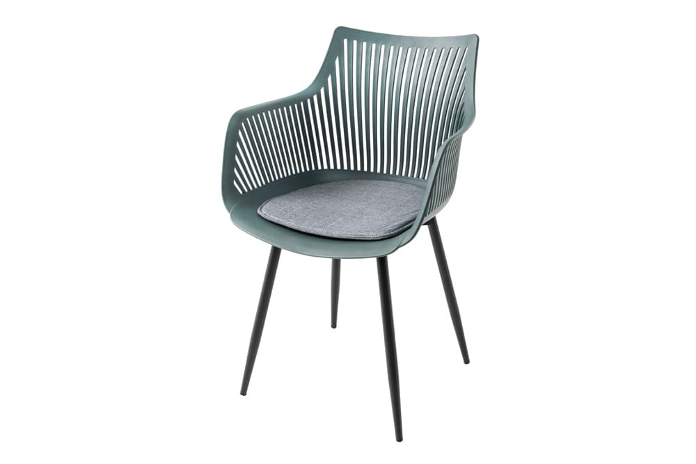 Moderner Stuhl SIGNUM salbei schwarz Kunststoff Gartenstuhl Indoor Outdoor mit Armlehnen