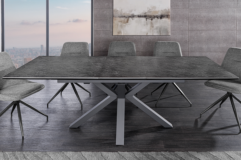 Ausziehbarer Esstisch ETERNITY 160-200cm graphit grau Keramik schwarz Metall » Jetzt kaufen