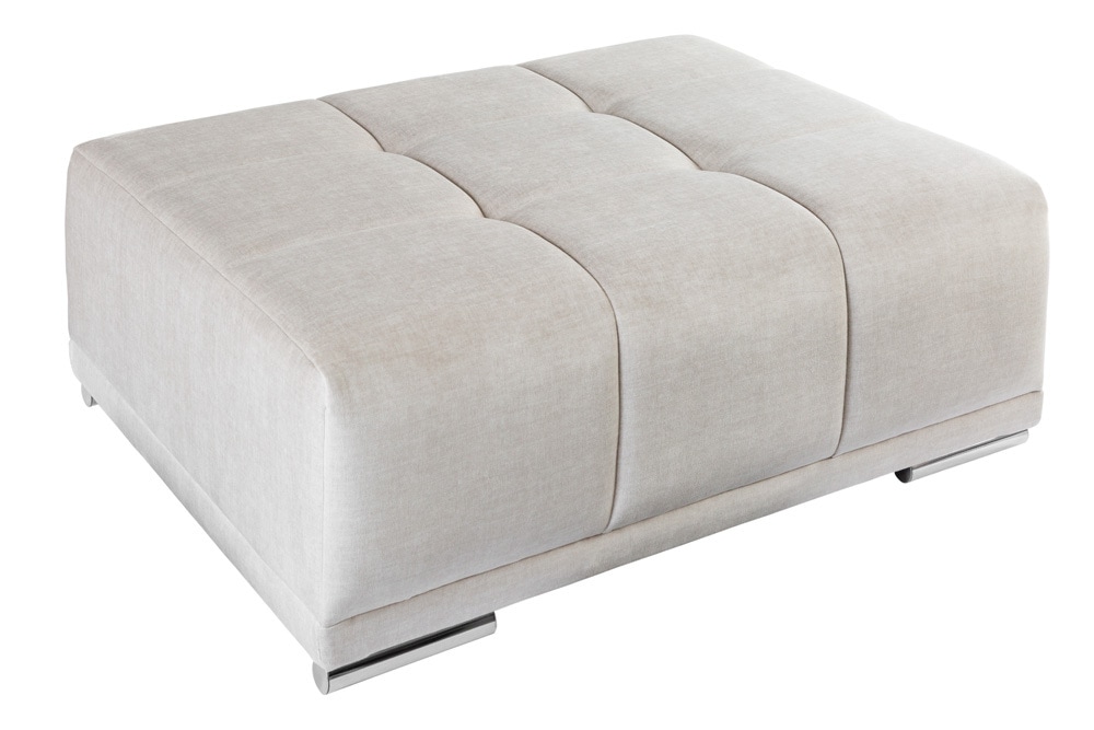Extravaganter Hocker ELEGANCIA 110cm champagner beige Vogue Velours Samt Ziersteppung
