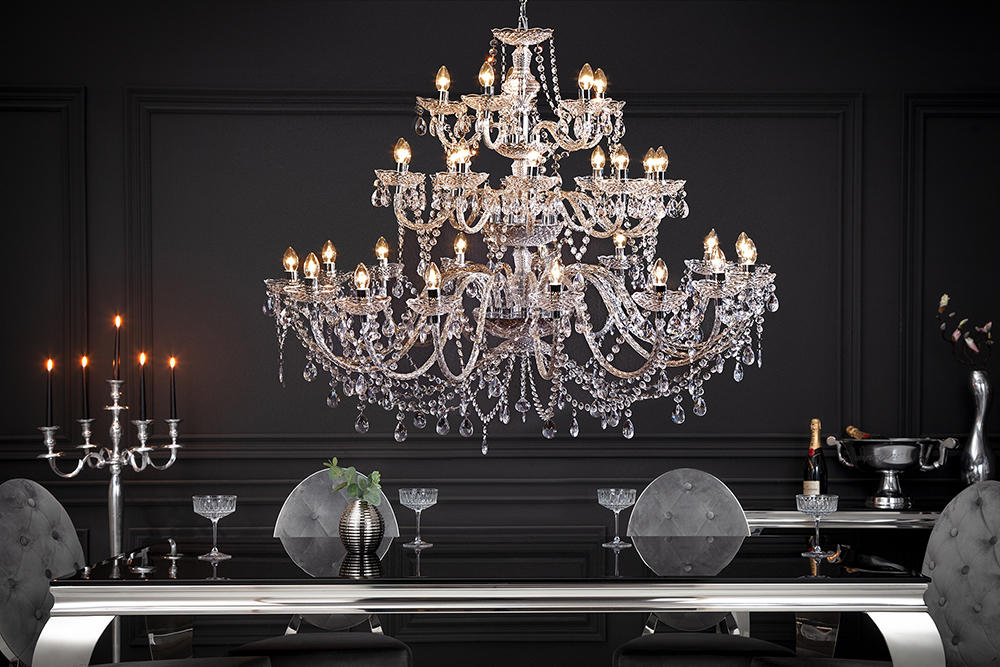 Design Kronleuchter CRYSTAL XXL 120cm klar Acryl 30-armig Kristall-Lampe Design Kronleuchter CRYSTAL XXL 120cm klar Acryl 30-armig Kristall-Lampe