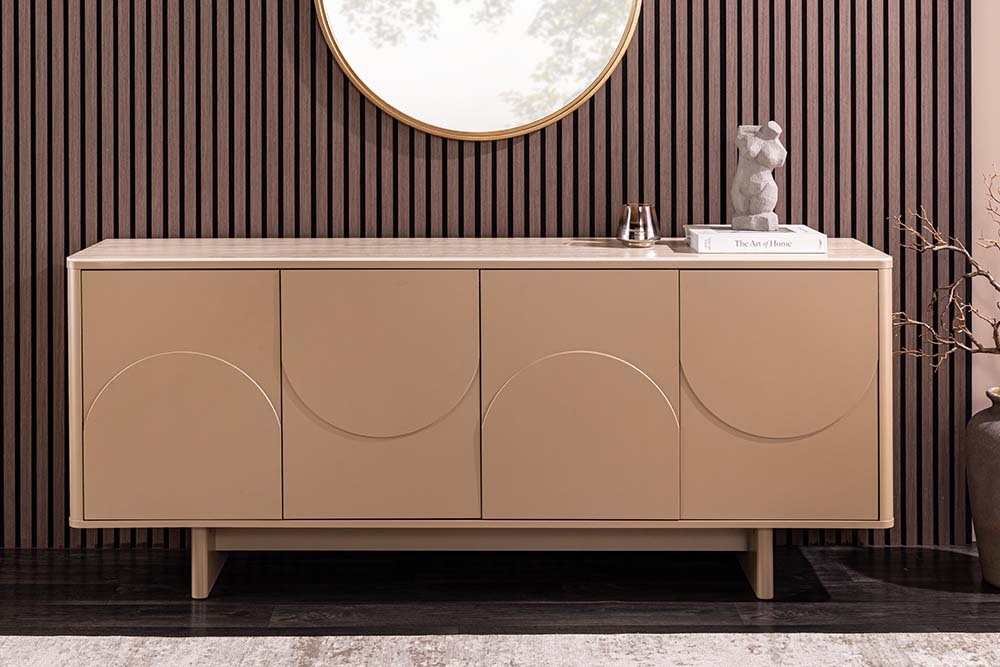 Design Sideboard SAVOY 180cm grau beige greige Travertin Keramik Stauraum 3D-Front