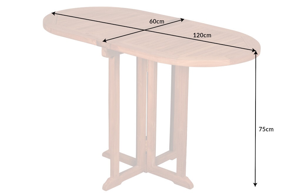 Massiver Balkontisch EMPIRE TEAK 120cm natur Teakholz klappbar Gartentisch Outdoor
