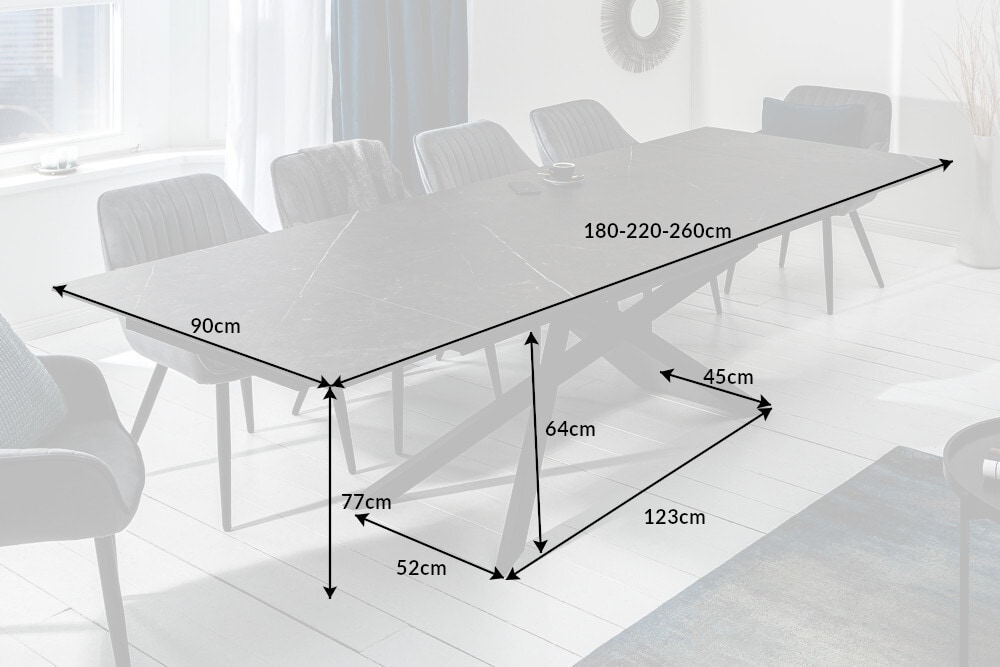 Ausziehbarer Esstisch EUPHORIA 180-220-260cm Graphit Keramik made in Italy