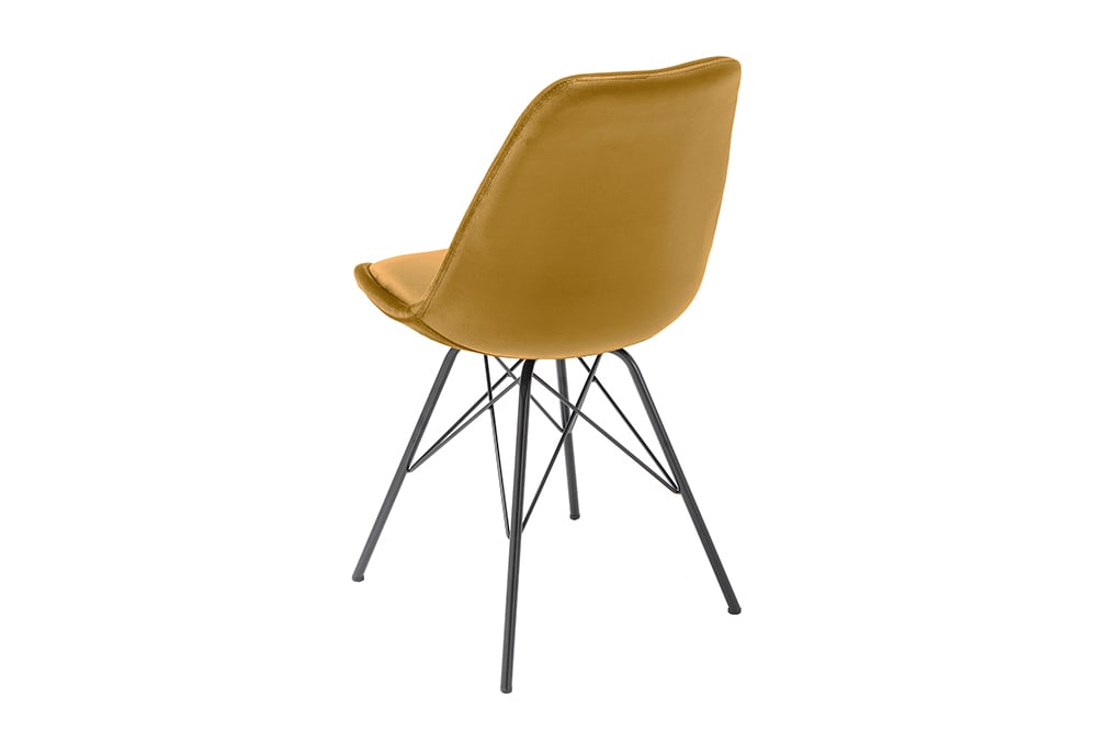 Design Stuhl SCANDINAVIA MEISTERSTÜCK senfgelb Samt schwarze Metallbeine