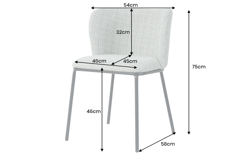 Design Stuhl LYON grün-rosa kariert Bouclé schwarze Metallbeine