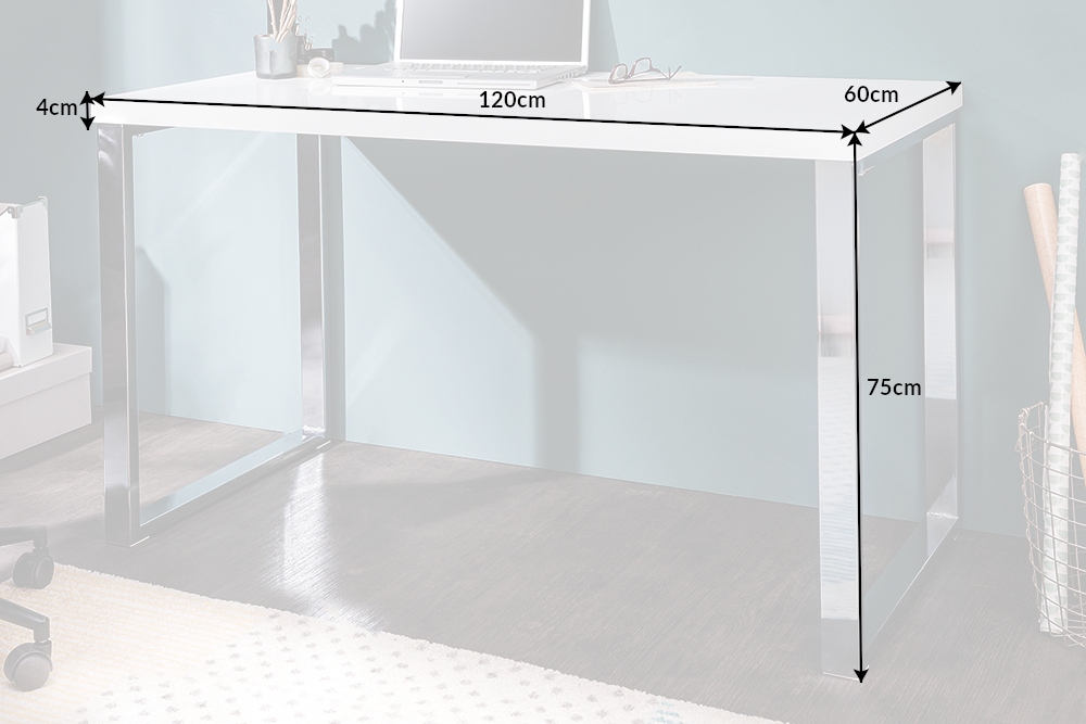 Moderner Schreibtisch WHITE DESK 120cm weiß Hochglanz Bürotisch
