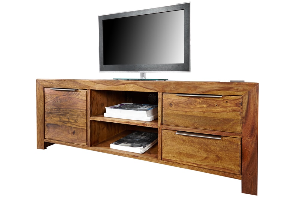 Massives TV-Board PURE 135cm braun Sheesham stone finish Lowboard Palisander