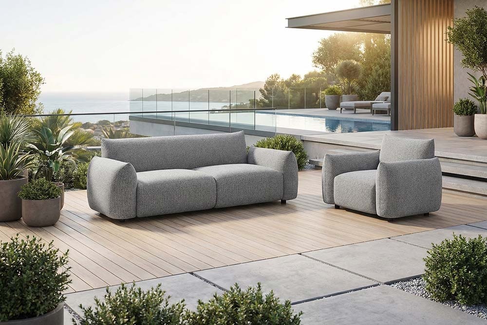 In- und Outdoor Sofa SEAHAWK 205cm anthrazit Aluminium Olefin wetterfest 2-Sitzer Couch