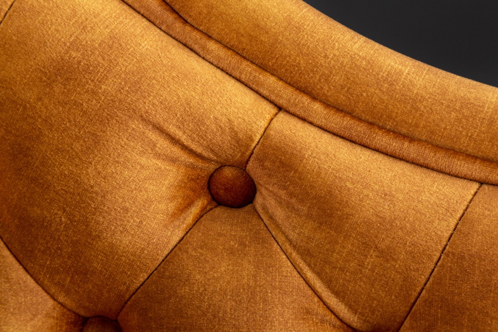 Design Récamière CHESTERFIELD 170cm senfgelb Samt Knopfheftung Nietenbesatz